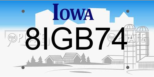 8IGB74 Iowa License Plate