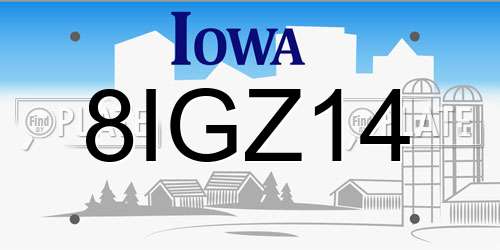 8IGZ14 Iowa License Plate