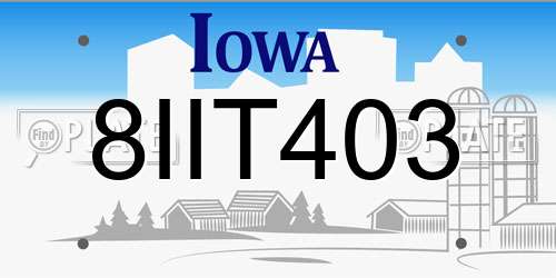 8IIT403 Iowa License Plate