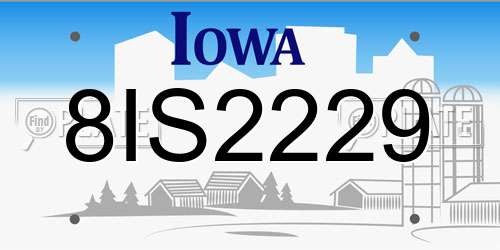 8IS2229 Iowa License Plate