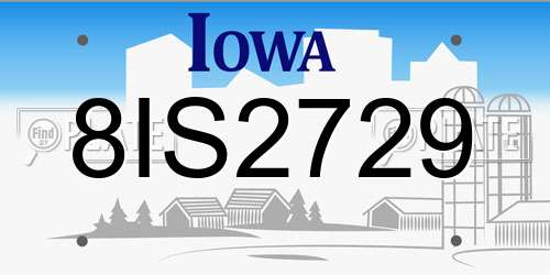 8IS2729 Iowa License Plate