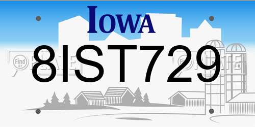 8IST729 Iowa License Plate