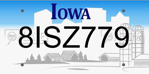 8ISZ779 Iowa License Plate