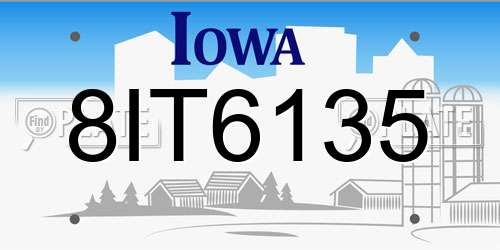 8IT6135 Iowa License Plate