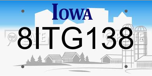 8ITG138 Iowa License Plate