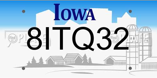8ITQ32 Iowa License Plate