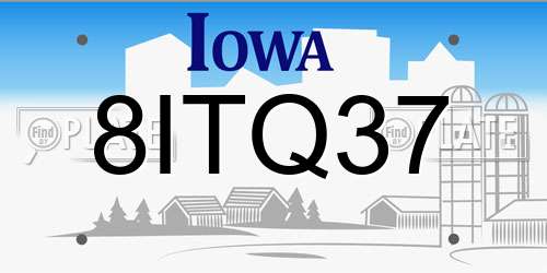 8ITQ37 Iowa License Plate