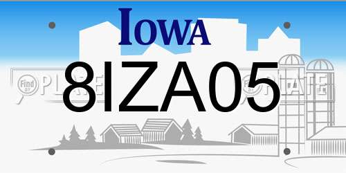 8IZA05 Iowa License Plate