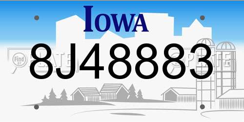 8J48883 Iowa License Plate