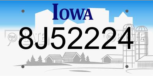 8J52224 Iowa License Plate