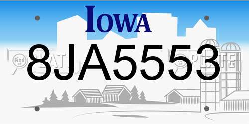 8JA5553 Iowa License Plate