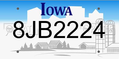 8JB2224 Iowa License Plate