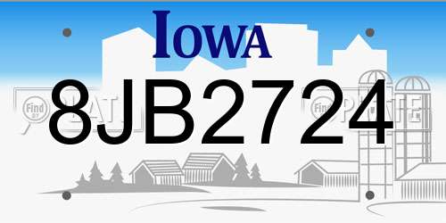 8JB2724 Iowa License Plate