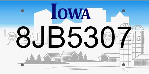 8JB5307 Iowa License Plate
