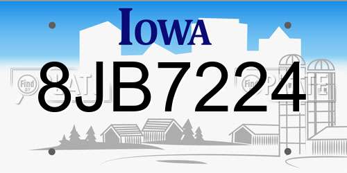 8JB7224 Iowa License Plate