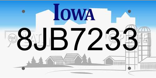 8JB7233 Iowa License Plate