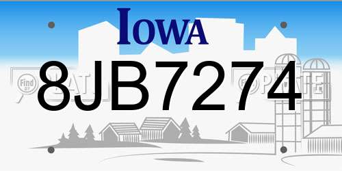 8JB7274 Iowa License Plate