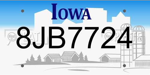 8JB7724 Iowa License Plate