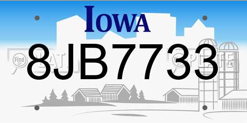 8JB7733 Iowa License Plate