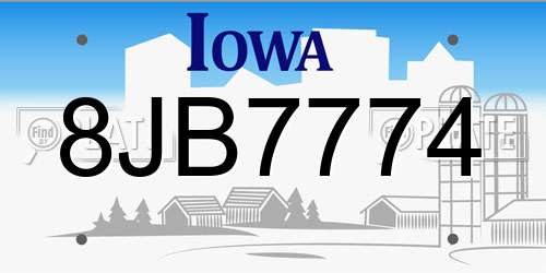 8JB7774 Iowa License Plate