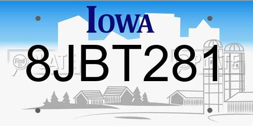 8JBT281 Iowa License Plate
