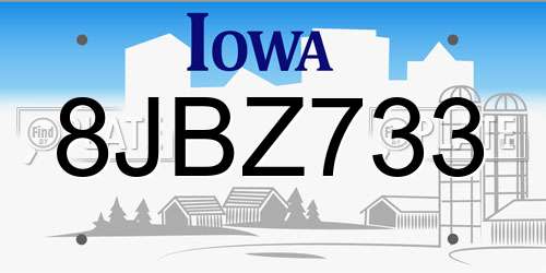 8JBZ733 Iowa License Plate