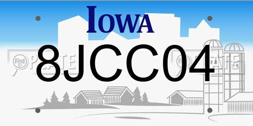 8JCC04 Iowa License Plate