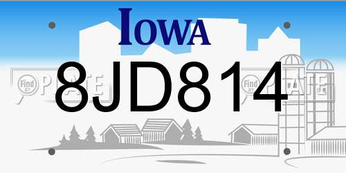 8JD814 Iowa License Plate
