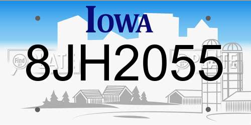 8JH2055 Iowa License Plate