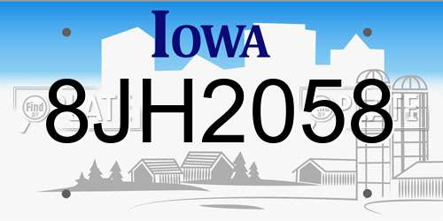 8JH2058 Iowa License Plate