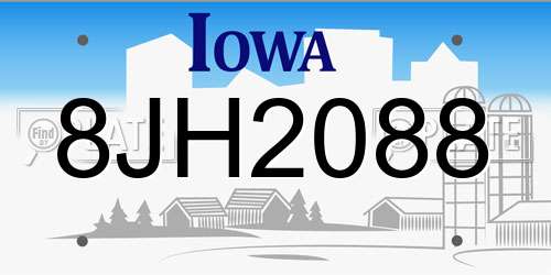 8JH2088 Iowa License Plate