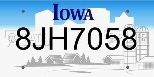 8JH7058 Iowa License Plate