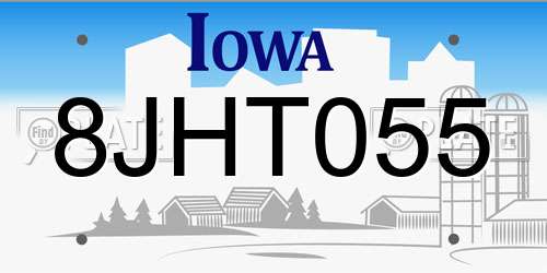 8JHT055 Iowa License Plate