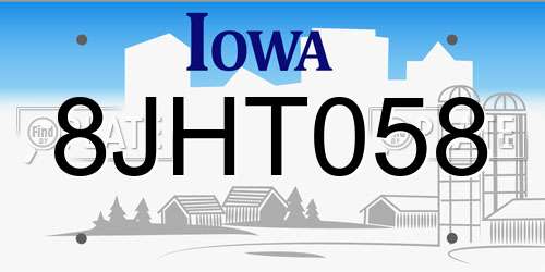 8JHT058 Iowa License Plate