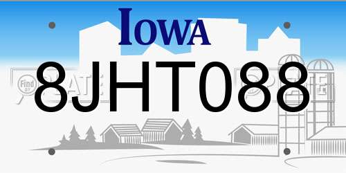 8JHT088 Iowa License Plate