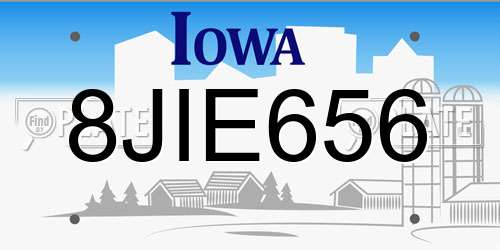 8JIE656 Iowa License Plate