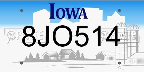 8JO514 Iowa License Plate