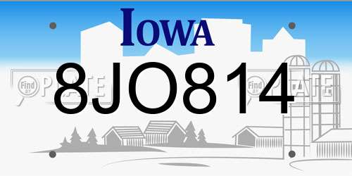 8JO814 Iowa License Plate