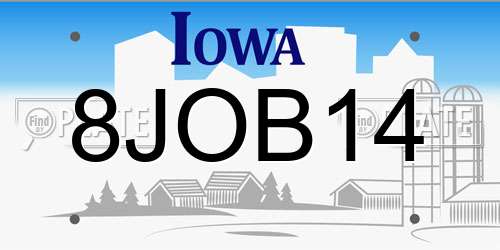 8JOB14 Iowa License Plate