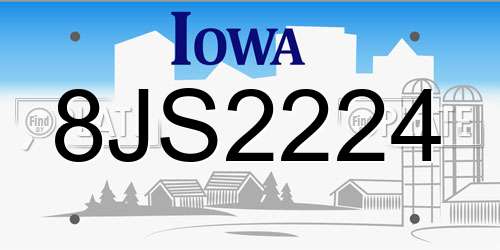 8JS2224 Iowa License Plate