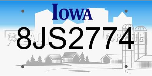 8JS2774 Iowa License Plate