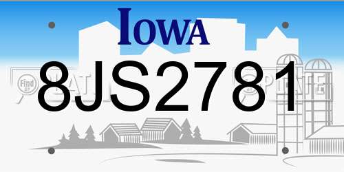 8JS2781 Iowa License Plate