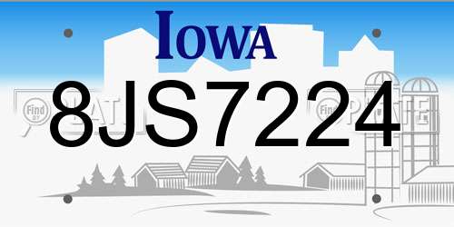 8JS7224 Iowa License Plate