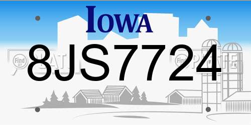 8JS7724 Iowa License Plate