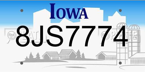 8JS7774 Iowa License Plate