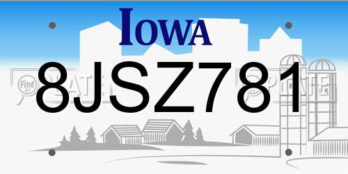 8JSZ781 Iowa License Plate