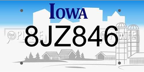 8JZ846 Iowa License Plate