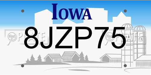 8JZP75 Iowa License Plate