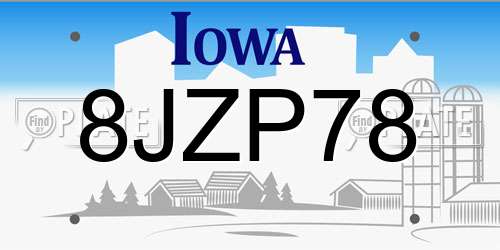 8JZP78 Iowa License Plate