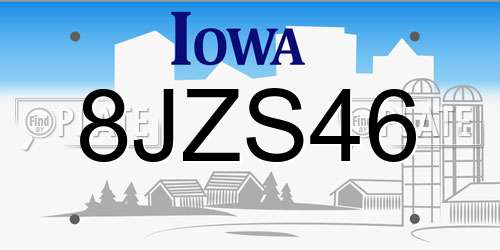 8JZS46 Iowa License Plate